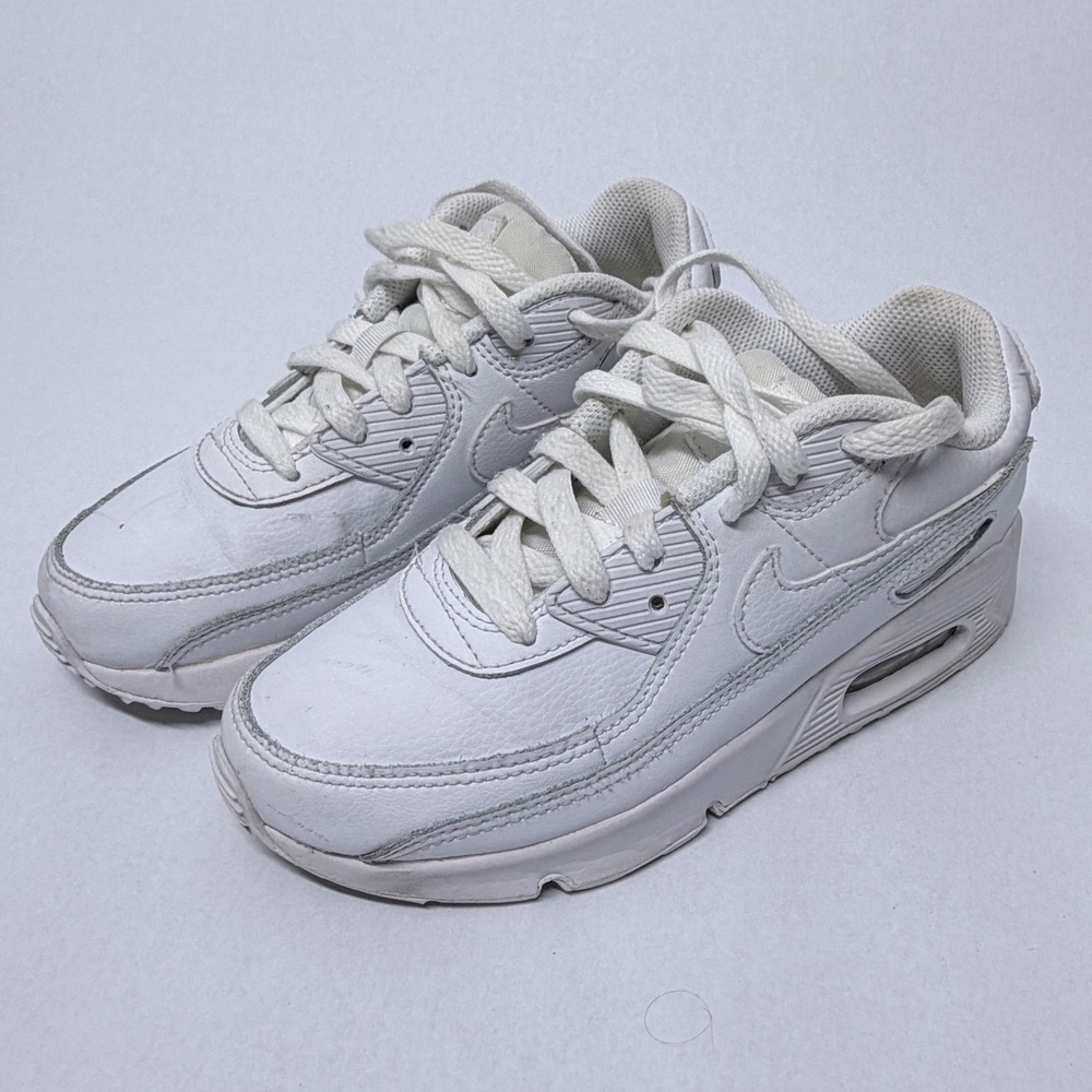 Nike Air Max 90 LTR GS Triple White Sneakers Kids Size 2Y Youth